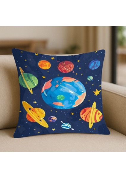 Etnik Tarz Mavi Desenli Kırlent Kılıfı – 43X43 Cm, Çift Taraflı, Fermuarlı, Yıkanabilir