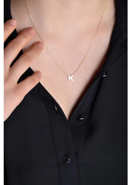 K Harf 14 Ayar Altın Kolye