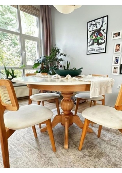 Lindon Baba Ayak Yuvarlak Açılır Masa 90X90