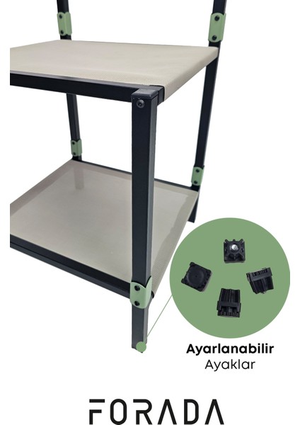 Köşe Rafı Askılıklı Siyah - Yeşil