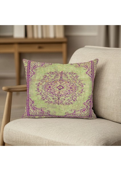 El Dokuma Efektli Dijital Baskılı Kırlent Kılıfı Kare