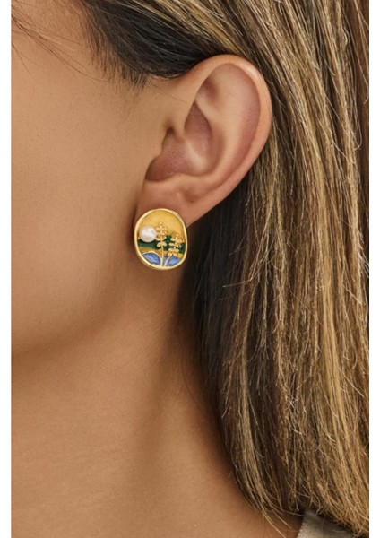 Batının Güneşi Mineli Çivi Küpe