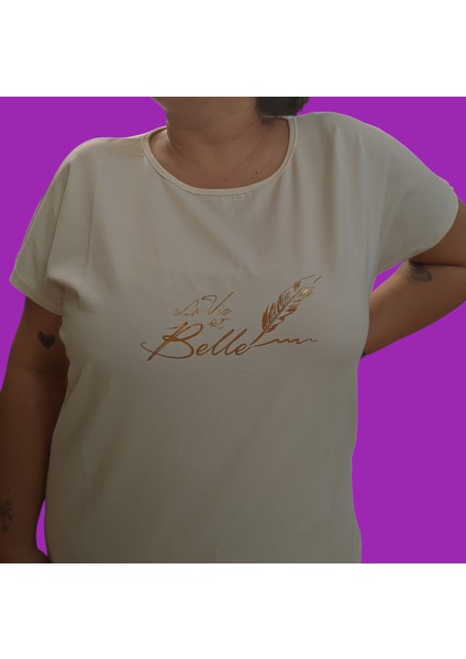 Büyük Beden Trend Desenli Kadın Tişört