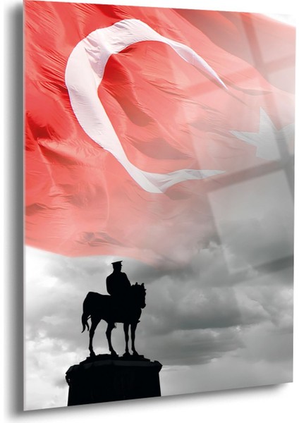 Türk Bayrağı Atatürk Cam Tablo - Cam Tablolar-Atatürk Tablo-Atatürk Portresi-Atatürk TABLOSU-ATA107