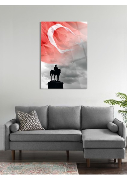 Türk Bayrağı Atatürk Cam Tablo - Cam Tablolar-Atatürk Tablo-Atatürk Portresi-Atatürk TABLOSU-ATA107