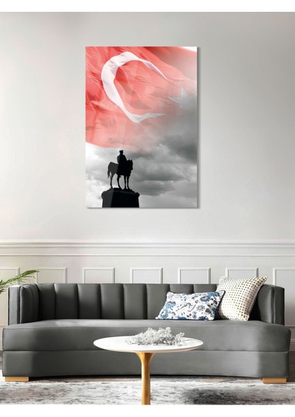 Türk Bayrağı Atatürk Cam Tablo - Cam Tablolar-Atatürk Tablo-Atatürk Portresi-Atatürk TABLOSU-ATA107