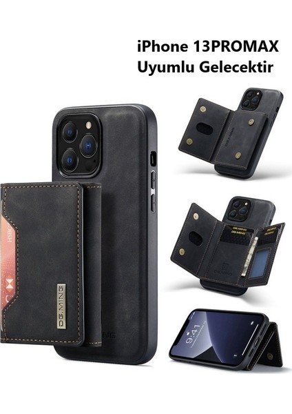 Iphone 13PROMAX Dg Mıng 2 Parça Ayrılabilir Güçlü Manyetik Cüzdanlı Kılıf