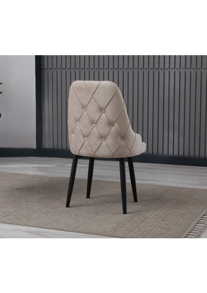 Deluxe Krem Metal Ayaklı Sandalye