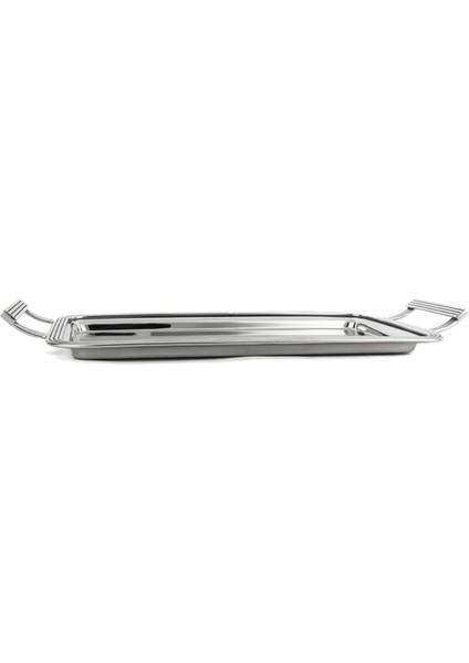 Gümüş Dik Kulplu Metal Tepsi 50X24CM fiyatları