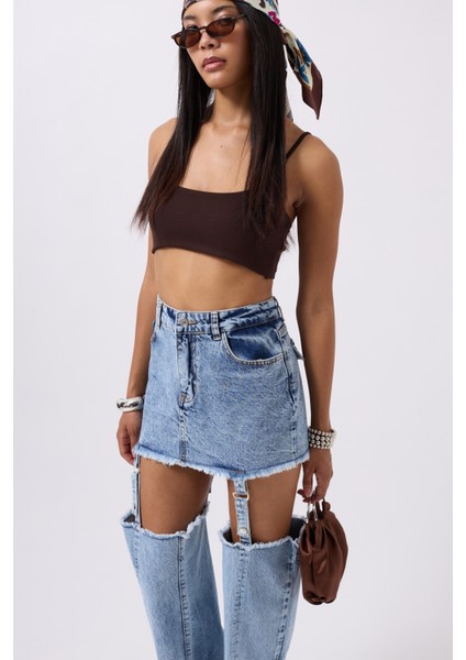 Tozluk Detay Yüksek Bel Mavi Jean modelleri