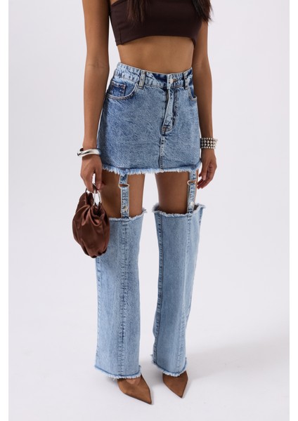 Tozluk Detay Yüksek Bel Mavi Jean fırsatları