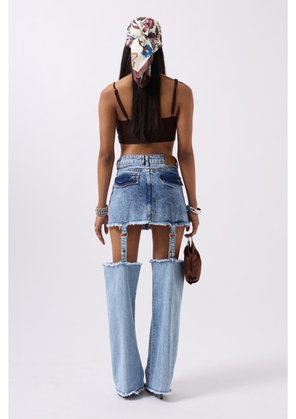 Tozluk Detay Yüksek Bel Mavi Jean indirimleri