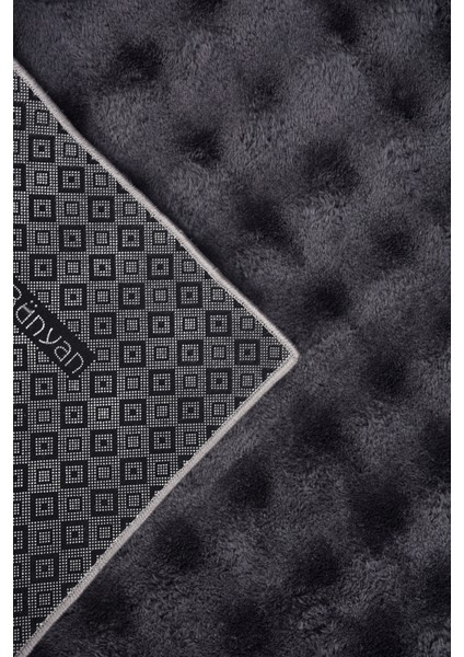 Puffy Bubble Antrasit Halı ve Yolluk | Ekstra Yumuşak, Kaymaz, Yıkanabilir, Dökülme Yapmaz