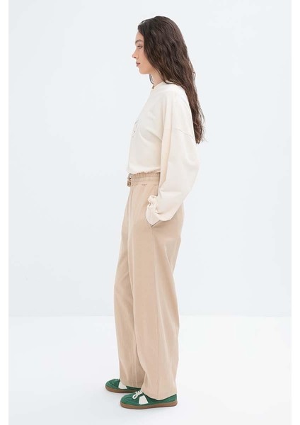 Bej-Beli Lastikli Slouchy Eşofman Altı modelleri