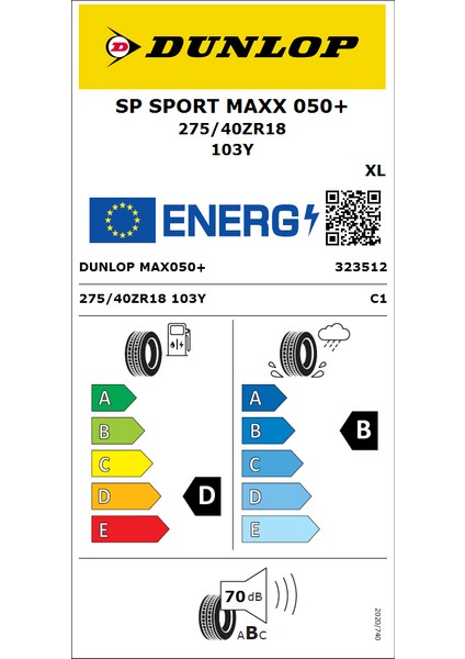 275/40 R18 Tl 103Y Xl Sp Sport Maxx 050 + Oto Yaz Lastiği (Üretim Yılı:2023) fiyatları
