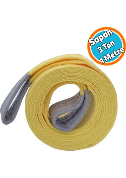 Sapan Polyester Spanzet 3 Ton 1 Metre Sarı Sağlam Yük Kaldırma Taşıma Indirme Halat