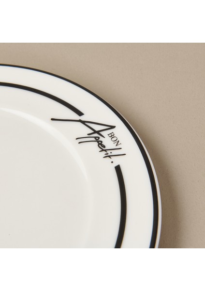 Kitchen Elegant Curves Porselen Pasta Tabağı - Siyah / Beyaz - 20 cm fırsatları