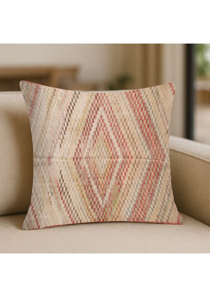 Krem Etnik Desenli Baskı Kırlent Kılıfı modelleri