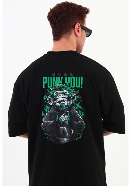 Punkyou-Oversize Tişört | Sırt Baskılı – Minimal Göğüs Desenli Unisex Tshirt