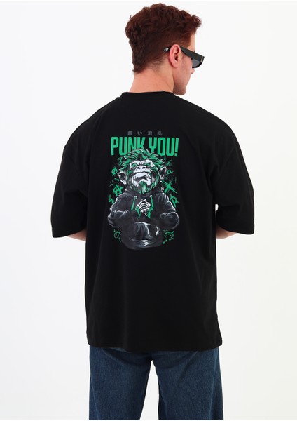 Punkyou-Oversize Tişört | Sırt Baskılı – Minimal Göğüs Desenli Unisex Tshirt
