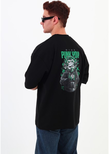 Punkyou-Oversize Tişört | Sırt Baskılı – Minimal Göğüs Desenli Unisex Tshirt