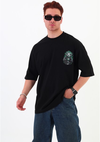 Punkyou-Oversize Tişört | Sırt Baskılı – Minimal Göğüs Desenli Unisex Tshirt