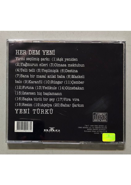 Yeni Türkü Her Dem Yeni Yirmi Seçilmiş Şarkı CD (Orjnal 1996 Dönem Baskı Cd) fiyatları