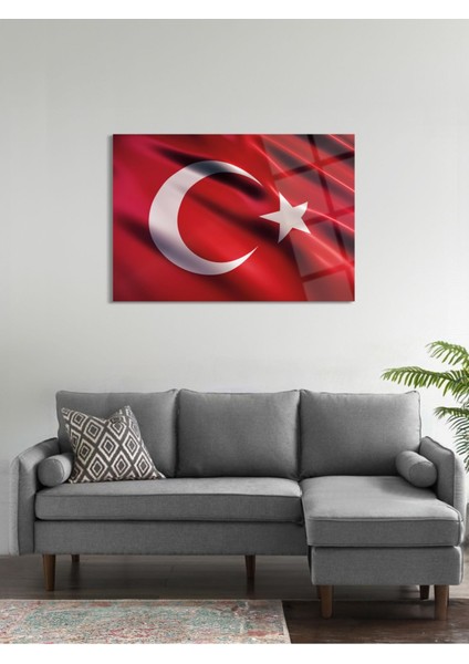 Türk Bayrağı Atatürk Cam Tablo - Cam Tablolar-Atatürk Tablo-Atatürk Portresi-Atatürk TABLOSU-ATA106