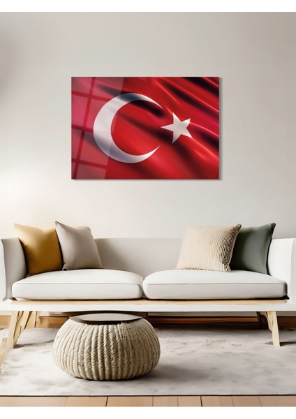 Türk Bayrağı Atatürk Cam Tablo - Cam Tablolar-Atatürk Tablo-Atatürk Portresi-Atatürk TABLOSU-ATA106
