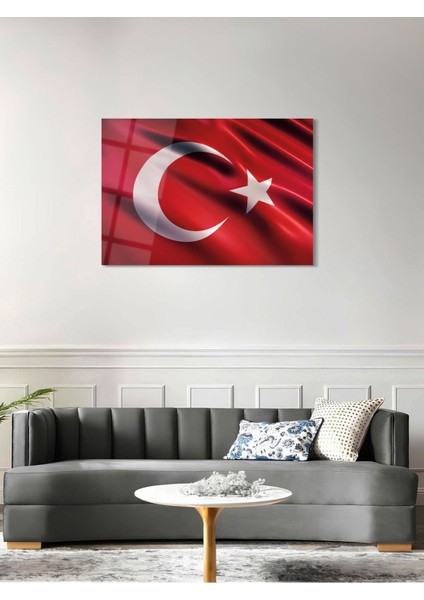 Türk Bayrağı Atatürk Cam Tablo - Cam Tablolar-Atatürk Tablo-Atatürk Portresi-Atatürk TABLOSU-ATA106