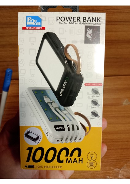 Powerbank 10000 mah kendinden kablo güneş enerjili