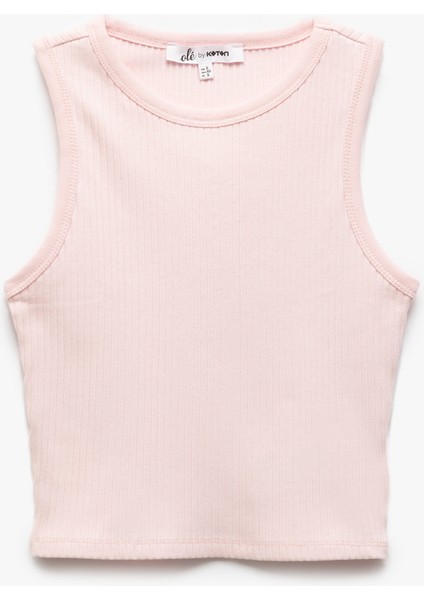 Yeni Sezon Bisiklet Yaka Kolsuz Pamuklu Slim Fit Kadın Atlet