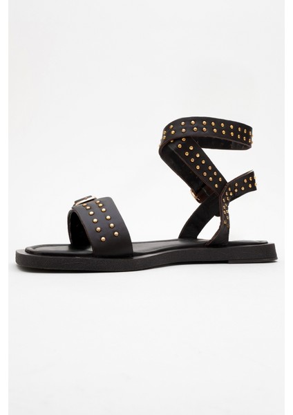 Carril Kahverengi Hakiki Deri Troklu Kadın Sandalet fırsatları