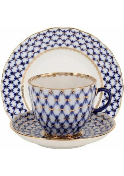 Imperıal Porselen 3-Parça Kahve Seti Tulip Cobalt Net