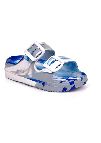 Erkek Çocuk Gri Beyaz Tokalı Figürlü Ortopedik Rahat Günlük Plaj Terlik modelleri