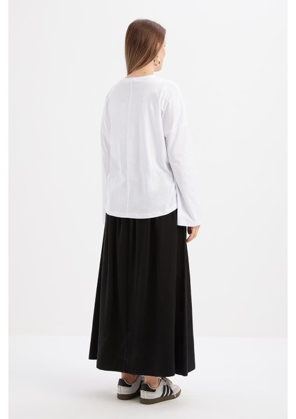 Beyaz-Arkası Uzun Süprem T-Shirt fırsatları