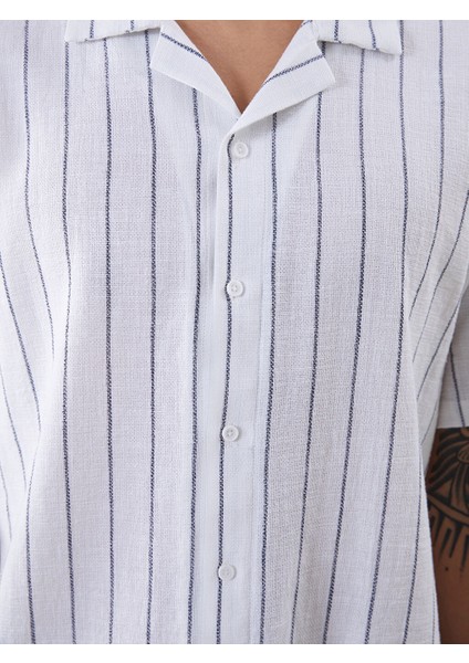 Yeni Sezon Regular Fit Kisa Kollu Cizgili Erkek Gomlek - S5FD82Z8