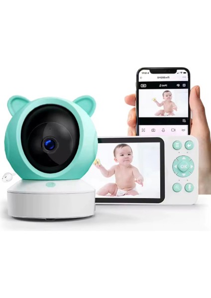 5 Inc Ekran Bebek Kamerası Monitörlü Konuşma Özellikli Işıklı Gece Görüslü Kamera