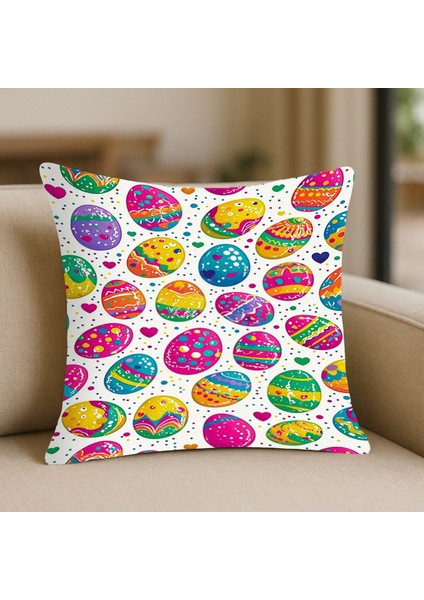 Renkli Tarz Mor Desenli Kırlent Kılıfı – 43X43 Cm, Çift Taraflı, Fermuarlı, Yıkanabilir