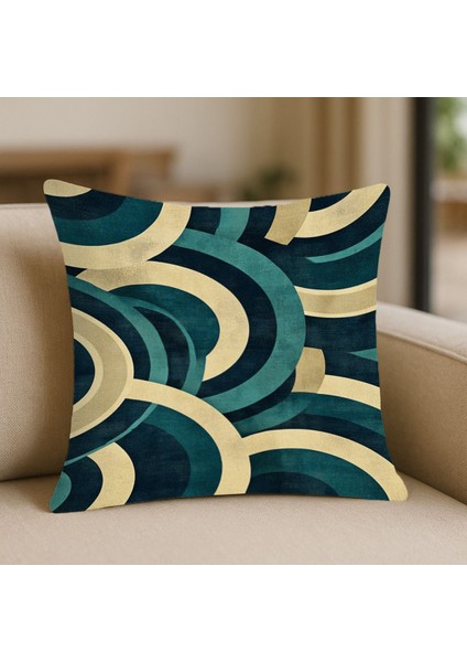 Vintage Tarz Sarı Desenli Kırlent Kılıfı – 43X43 Cm, Çift Taraflı, Fermuarlı, Yıkanabilir