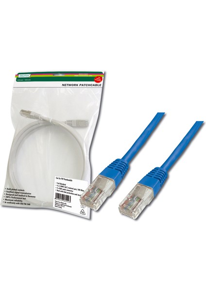 Patch Kablo, Utp, Cat. 5e, 3 Metre, Awg 26/7, Mavi Renk, 3p Sertifikalı