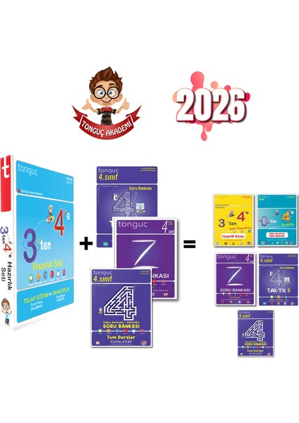 3 Ten 4 E Hazırlık Seti+ 4. Sınıf Taktikli S.b.+ 4. Sınıf Vide Anlatımlı Etkinlikli S.b.+ 4. Sınıf Zoru Bankası