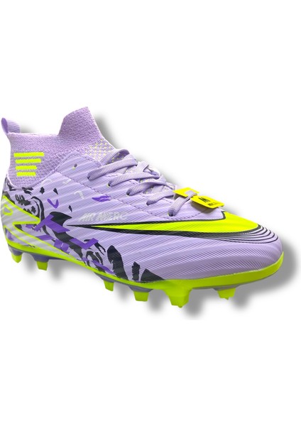 Çoraplı Unisex Krampon Halısaha & Çimsaha Ayakkabı Lila Sarı Desenli fiyatları