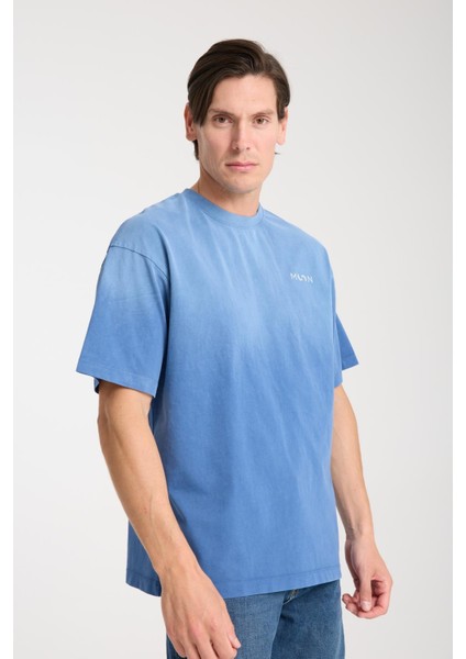 Erkek Bisiklet Yaka Pamuk Moon Baskılı T-Shirt - Modern ve Şık Spor Tarzı, Yazlık