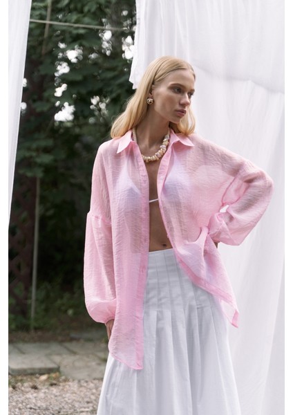 Lyra Oversize Pembe Gömlek