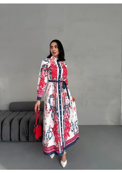 Ithal Babel kumaş Elbise (Kuşak Dahildir)