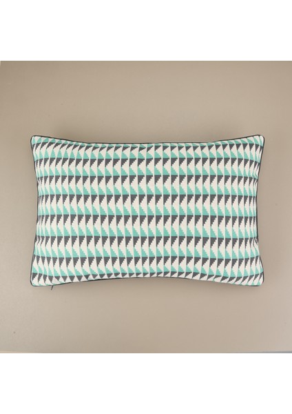 Soft Lalbahar Kırlent - Ekru / Mavi - 40X60 cm