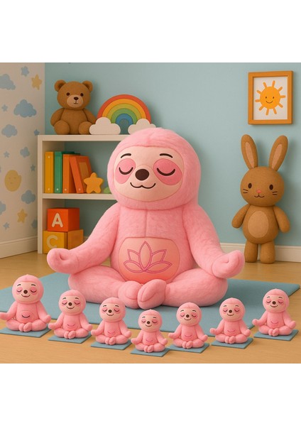 Yoga Yapan Sevimli Tembel Hayvan-Sloth-Peluş Oyuncak- 40 cm