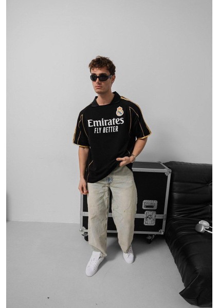 Real Madrid Gold Şeritli Premıumtaraftar T-Shırt