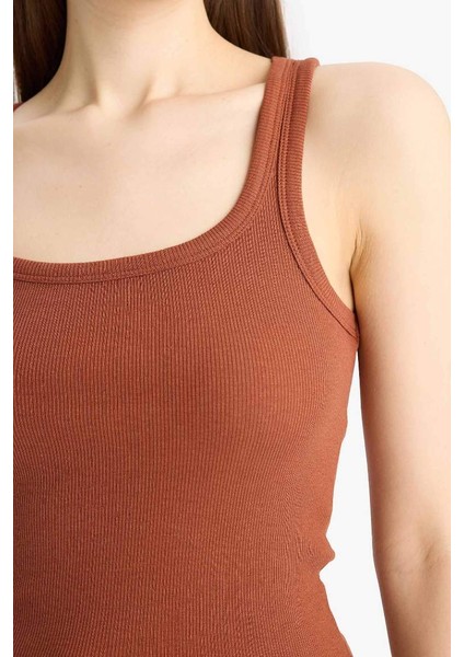 Yeni Sezon Slim Fit Dar Kesim Basic Düz Yuvarlak Yaka Fitilli Kaşkorse Atlet
